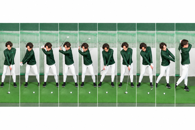 体の回転を止めずにインパクトを迎えるの画像